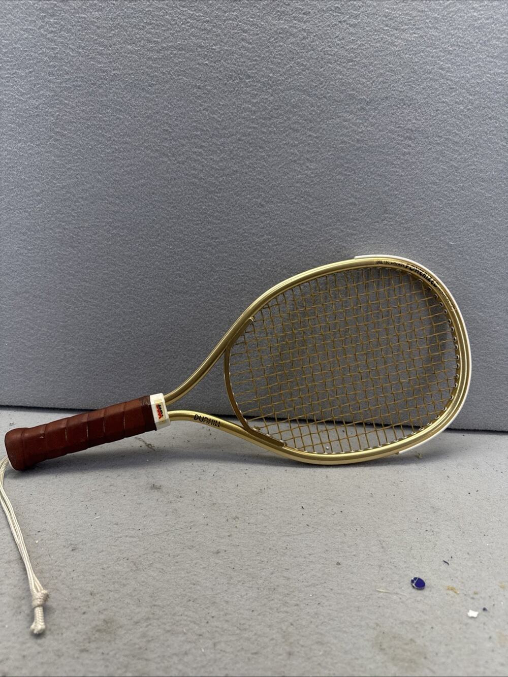 Vintage Dunhill Aluminum Racquetball Racquet Gold NARA Approved Leather Grip Vtg